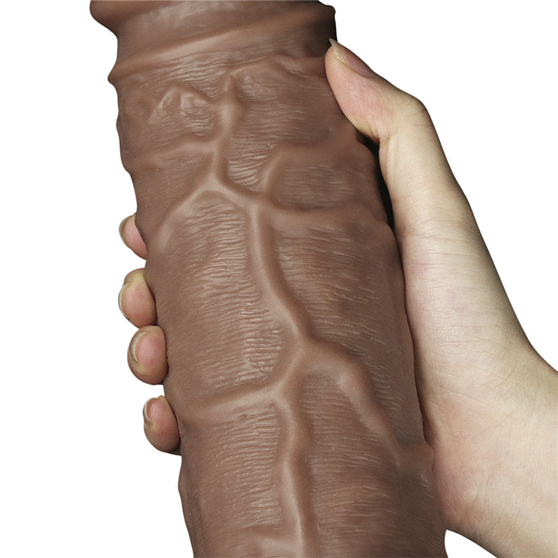 10.5" REALISTIC CHUBBY DILDO BROWN
