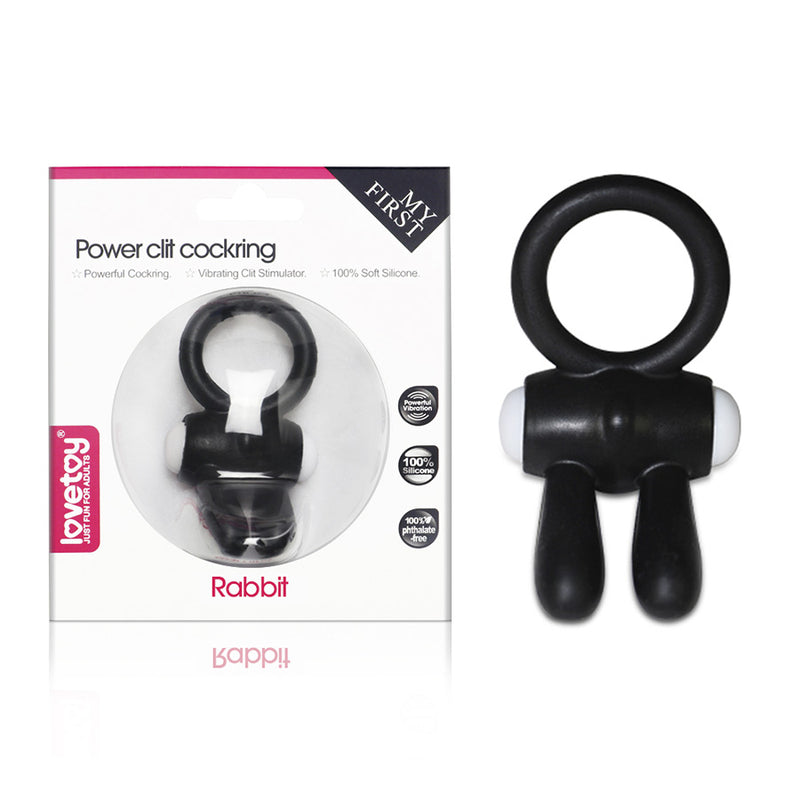 POWER CLIT SILICONE COCKRING BLACK