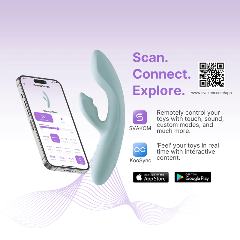 Vibrador de Doble Estimulación Flexible Chika Gris Turquesa Controlado por APP Global By Svakom