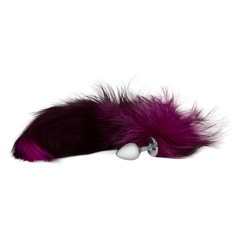 PLUG ANAL COLA DE ZORRO NEGRO Y MORADO